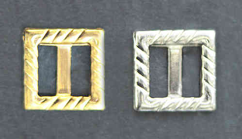 Metallschliesse quadratisch - 1x1 cm - geriffelter Rand - 8St.-Packung  gold und silber