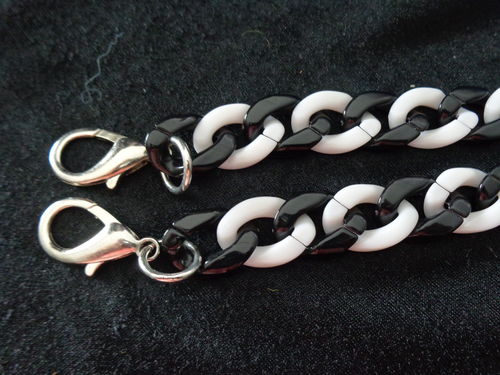 chain for purse 15" black/white with hooks