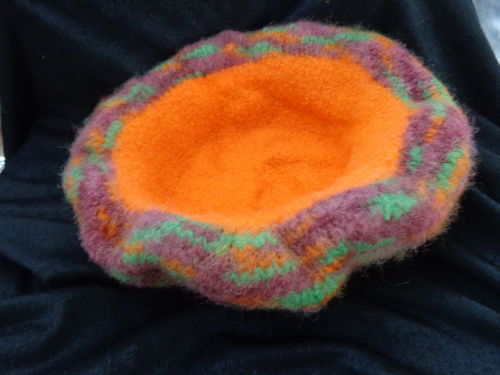 felted basket pink/orange/green