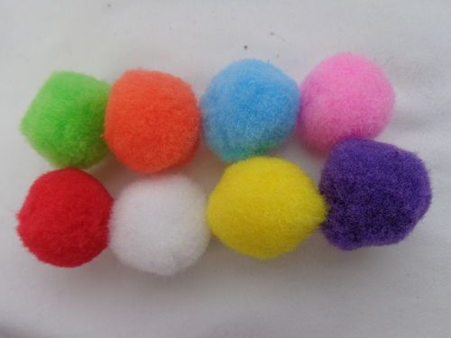 plush pompons 30mm diff.col. 5pc/pack