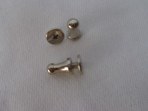 Knopf-Verschluß zum Schrauben, 6x4mm Metall silber z.B. für Armbänder usw.