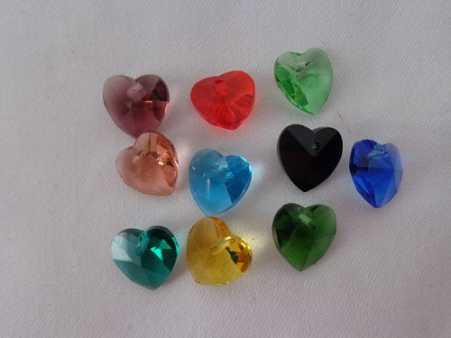 crystal heart glass, 14mm diff.col